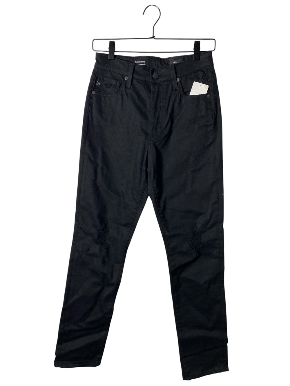 AG Adriano Goldschmied Alexxis Slim High Rise Jeans Black Distressed